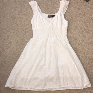White cinch waist dress